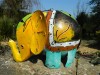 Metal Standing Animal Tealight Holder - Yellow Elephant