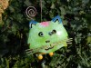 Metal Hanging Animal Tealight Holder - Green Cat