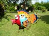 Hanging Metal Fish Ornament Tea light/Candle Holder - Tropical Fish Red Face