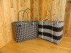 Handmade Recycled Plastic Multi Use Woven Bag - Black and White