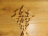 Wooden Cross Carving Wall Art Tile - Leaf Cross 30cm