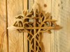 Wooden Cross Carving Wall Art Tile - Vine Cross 30cm