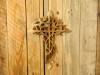 Wooden Cross Carving Wall Art Tile - Vine Cross 30cm