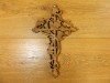 Wooden Cross Carving Wall Art Tile - Grape Cross 30cm