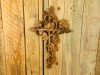 Wooden Cross Carving Wall Art Tile - Grape Cross 30cm