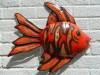 Garden Wall Art Metal Large Tropical Fish Garden Ornament - Orange & Black