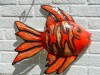 Garden Wall Art Metal Large Tropical Fish Garden Ornament - Orange & Black