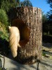 Wooden Owl Carving - Hand Carved Horned Owl Perched on Half Log