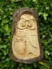 Wooden Owl Carving - Hand Carved Half Tree Log - Mother And Baby Owl Design