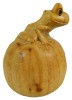 Hand Carved Wooden Frog on Apple