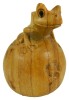 Hand Carved Wooden Frog on Apple