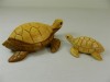 Wooden Turtle Carving - Hand Carved Set of 2 Turtles - Mother and Baby Turtle - Natural Finish