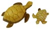 Wooden Turtle Carving - Hand Carved Set of 2 Turtles - Mother and Baby Turtle - Natural Finish