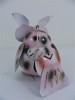 Metal Owl Garden Ornament Hanging Tea light Candle Holder - Pink Owl