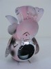 Metal Owl Garden Ornament Hanging Tea light Candle Holder - Pink Owl