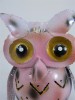 Metal Owl Garden Ornament Hanging Tea light Candle Holder - Pink Owl