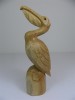 Wooden Pelican Carving - Hand Carved Head Up Pelican 30cm