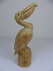 Wooden Pelican Carving - Hand Carved Head Up Pelican 30cm