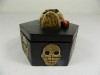 Wooden Pirate Trinket Box Hexagon Shaped - Skull And Crossbones