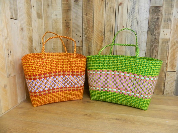 Handmade Recycled Plastic Multi Use Woven Bag -  Yellow/Red, Green/Yellow