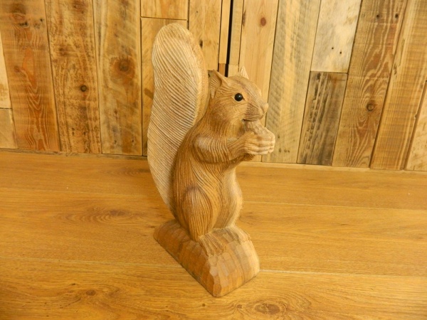 Wooden Squirrel Carving 30cm