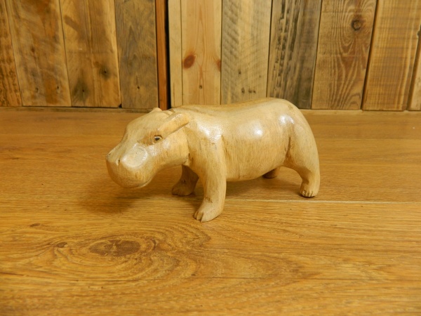 Wooden Hippo Carving 15cm