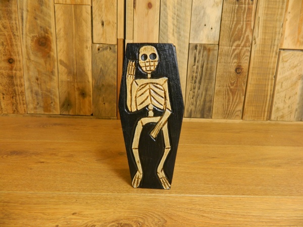 Wooden Pirate Trinket Box Coffin Shaped