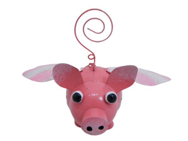 Metal Hanging Animal Tealight Holder - Flying Pig